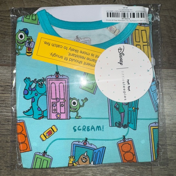 Disney Monsters Inc Little Sleepies Pixar Scream Team Two-Piece Pajama Set NEW - Picture 3 of 5
